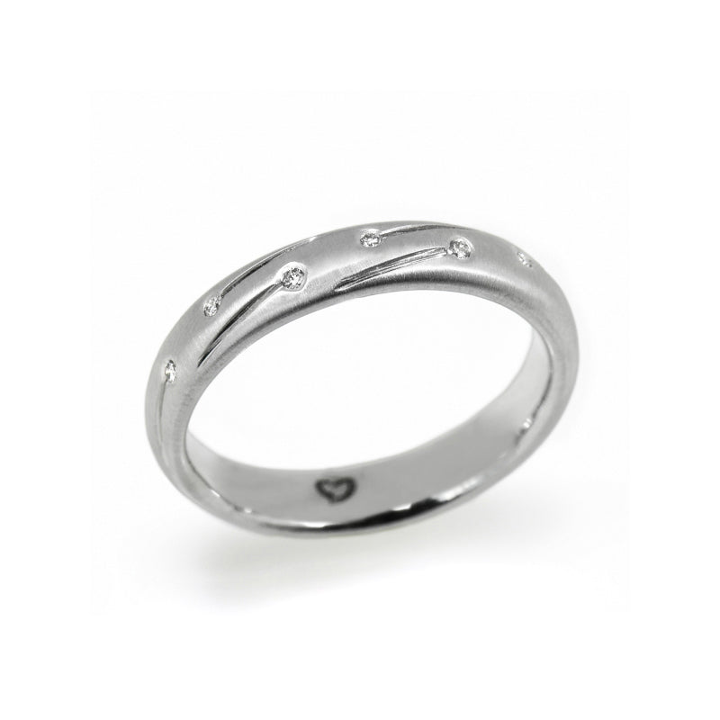 Anel de Noivado ROMANTIS em Ouro Branco c/ Diamantes JOALR003332B