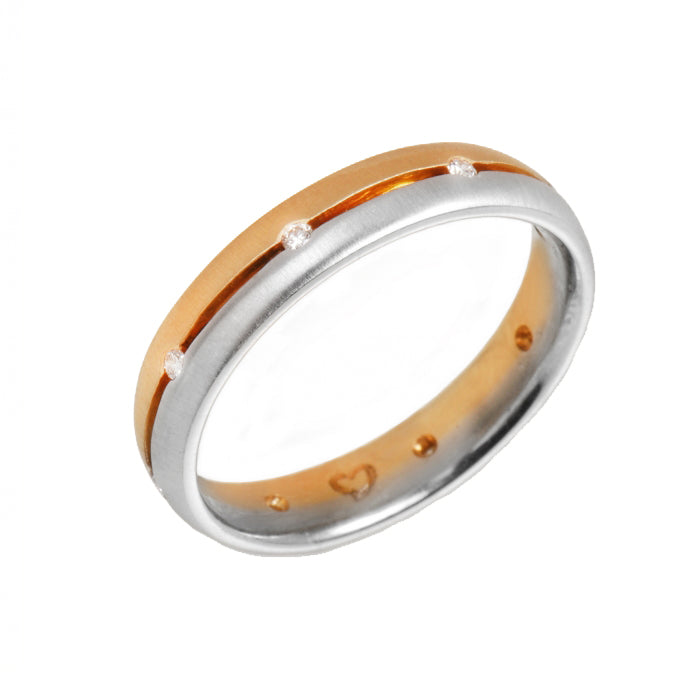 Anel de Noivado ROMANTIS em Ouro Bicolor c/ Diamantes JOALR003625A