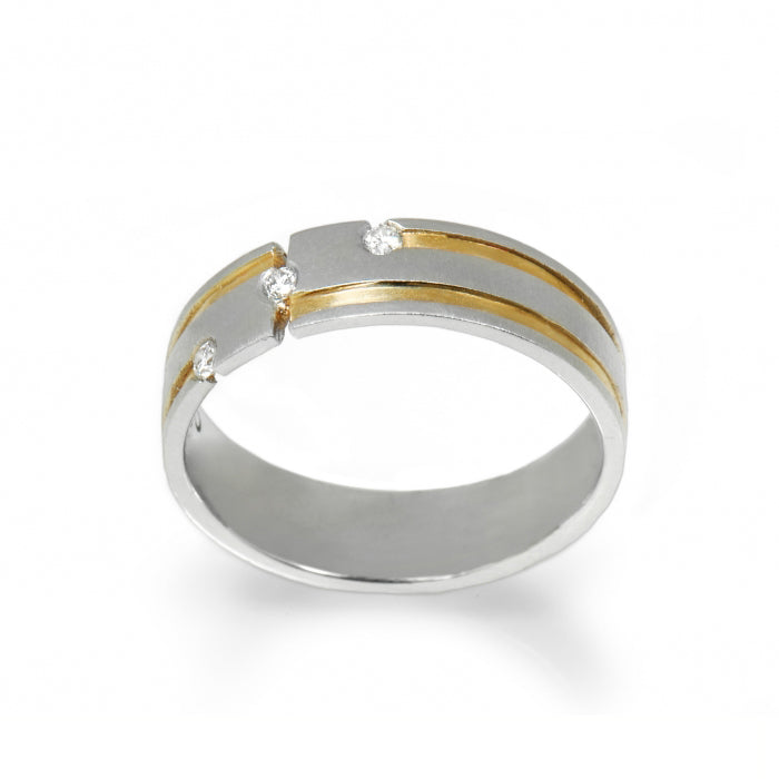 Anel de Noivado ROMANTIS em Ouro Bicolor c/ Diamantes JOALR003831A