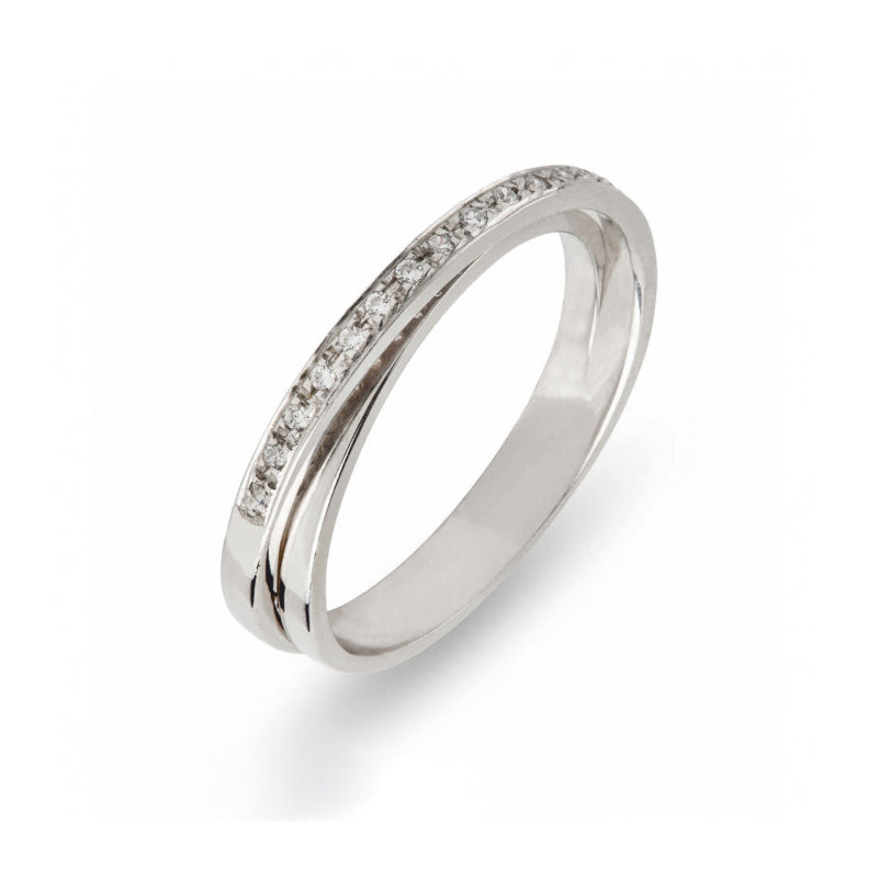 Anel de Noivado ROMANTIS em Ouro Branco c/ Diamantes JOANR002759B