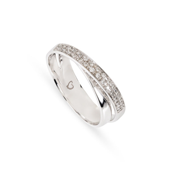 Anel de Noivado ROMANTIS em Ouro Branco c/ Diamantes JOANR002862B