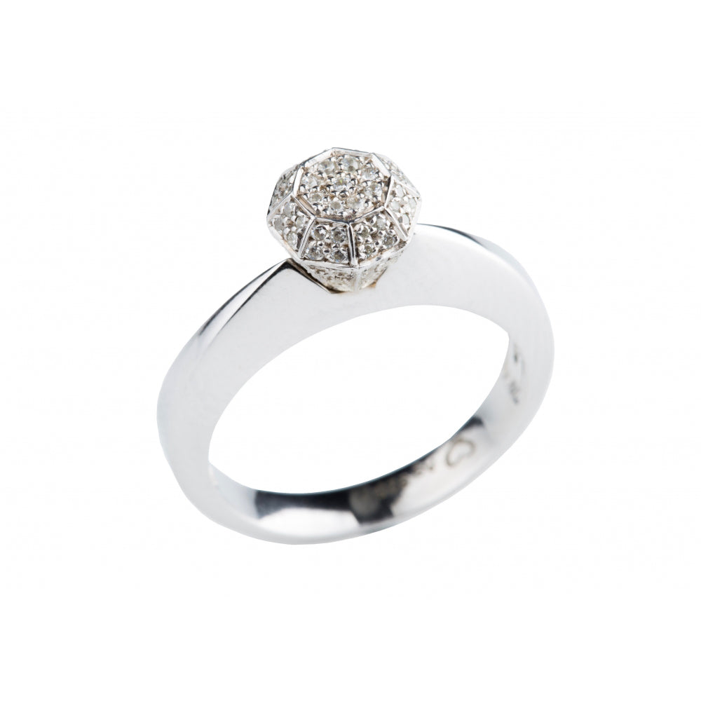 Anel de Noivado ROMANTIS em Ouro Branco c/ Diamantes JOANR004398B