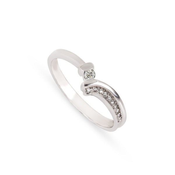 Anel de Noivado ROMANTIS em Ouro Branco c/ Diamantes JOANR004545B