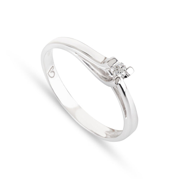 Anel de Noivado ROMANTIS em Ouro Branco c/ Diamantes JOANR004550B