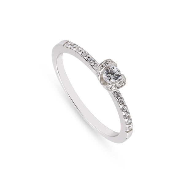 Anel de Noivado ROMANTIS em Ouro Branco c/ Diamantes JOANR004908B