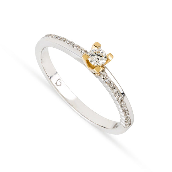 Anel de Noivado ROMANTIS em Ouro Bicolor c/ Diamantes JOANR005390A