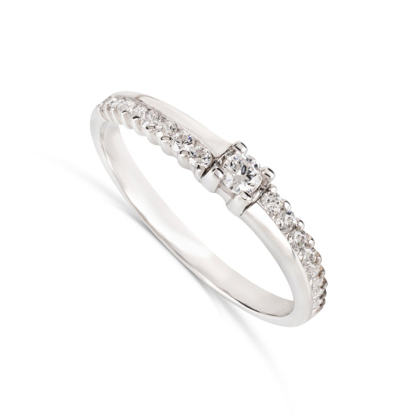 Anel de Noivado ROMANTIS em Ouro Branco c/ Diamantes JOANR005920B